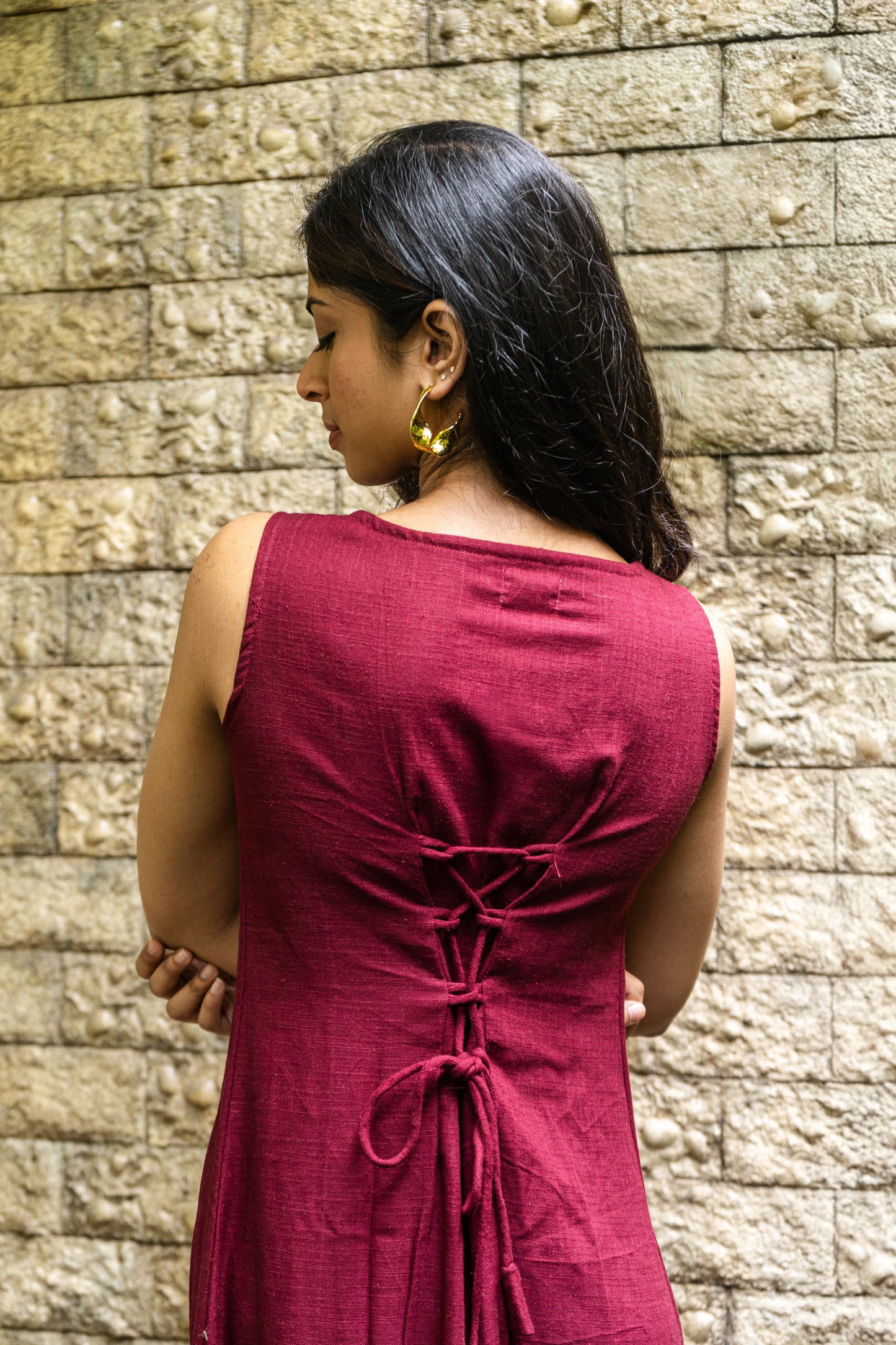 Burgundy Slit Dress