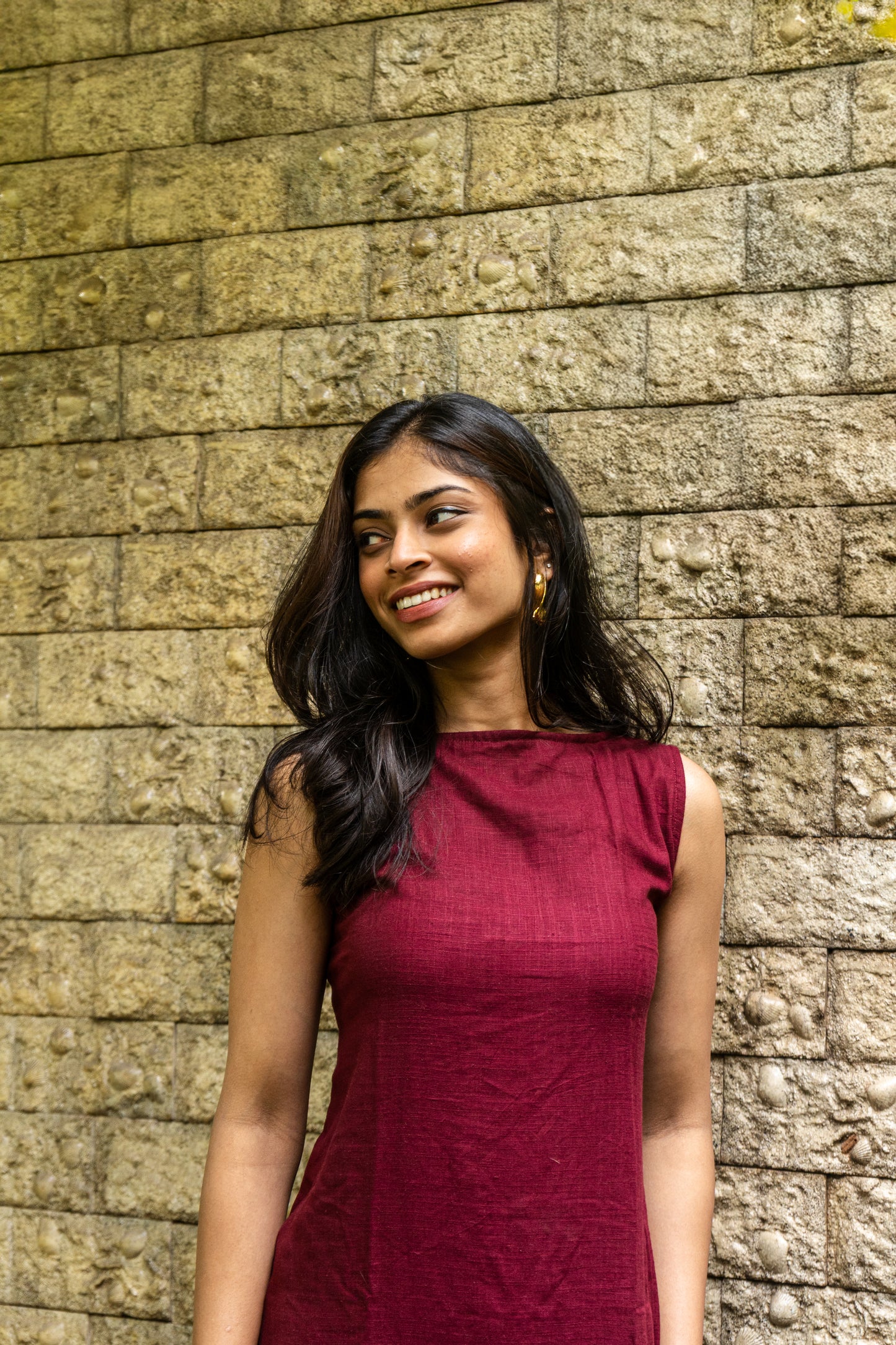 Burgundy Slit Dress