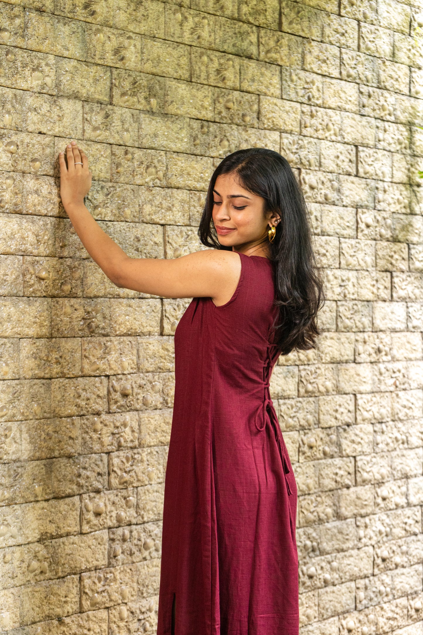 Burgundy Slit Dress