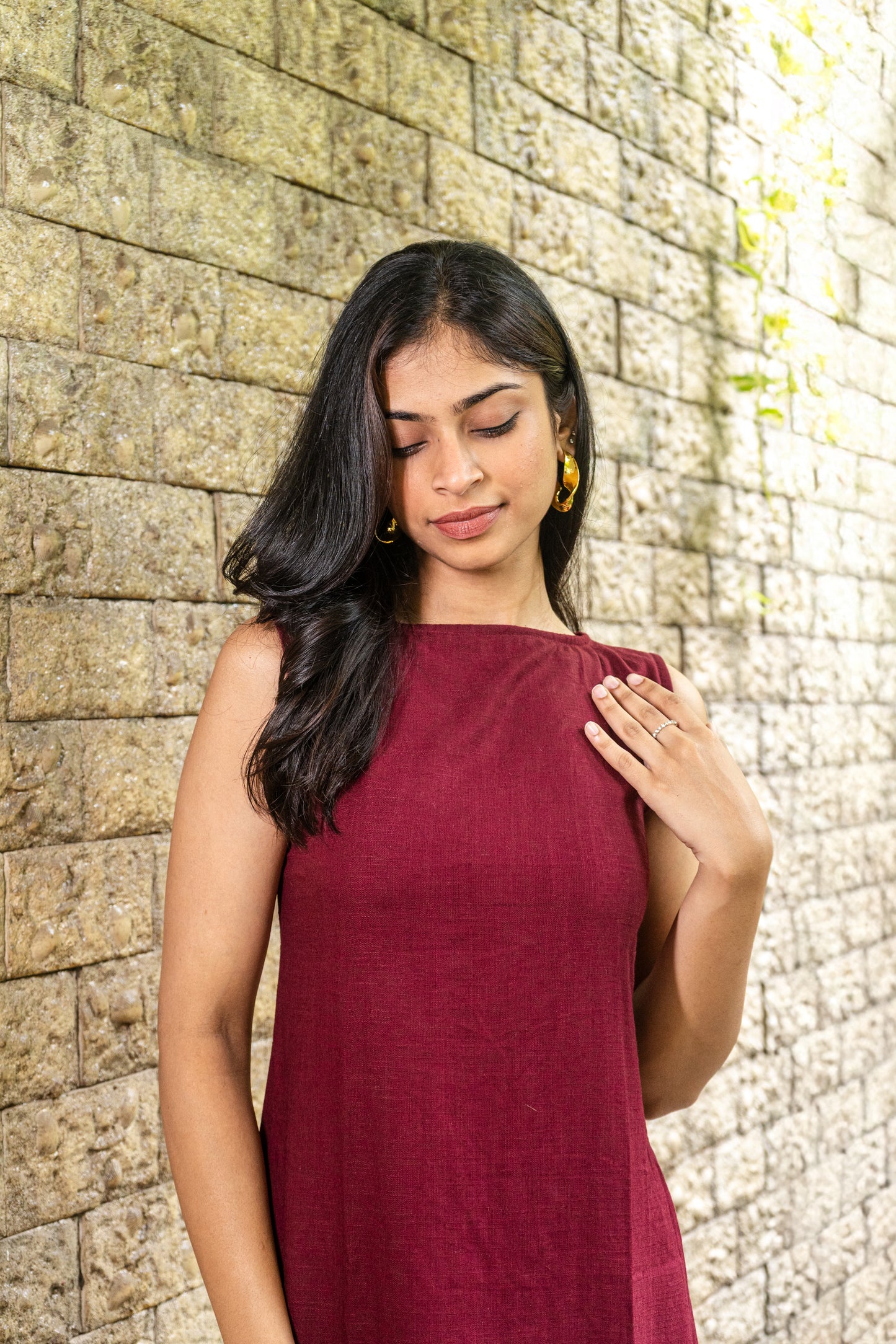 Burgundy Slit Dress