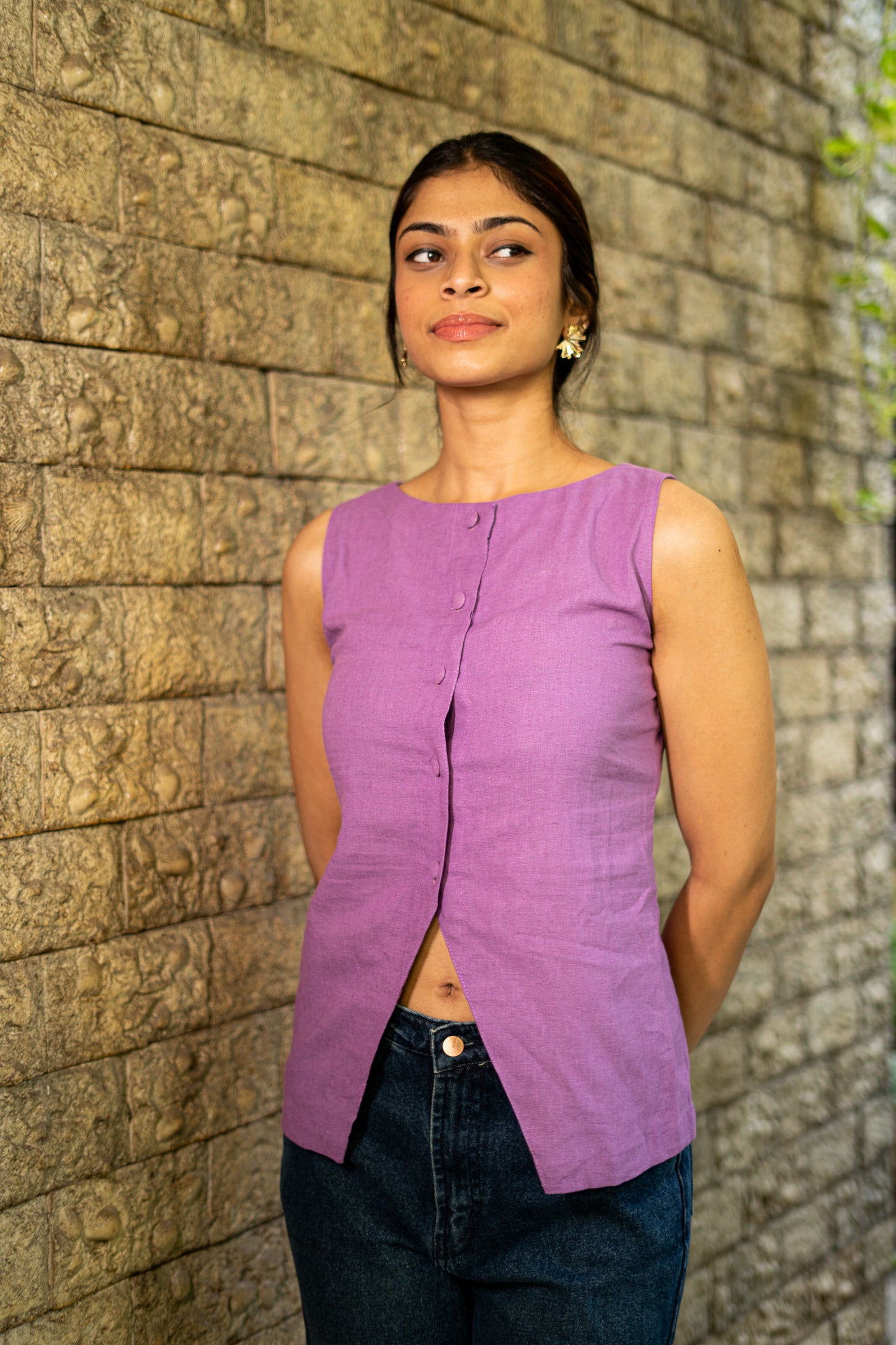 Lavender Lace-Up Top