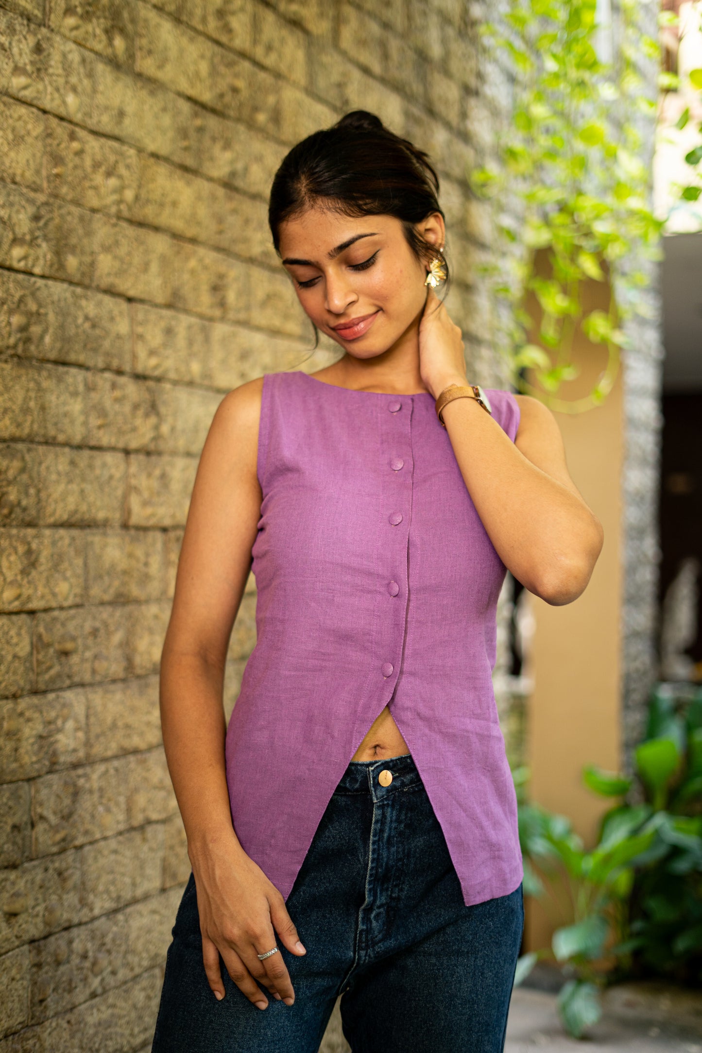 Lavender Lace-Up Top