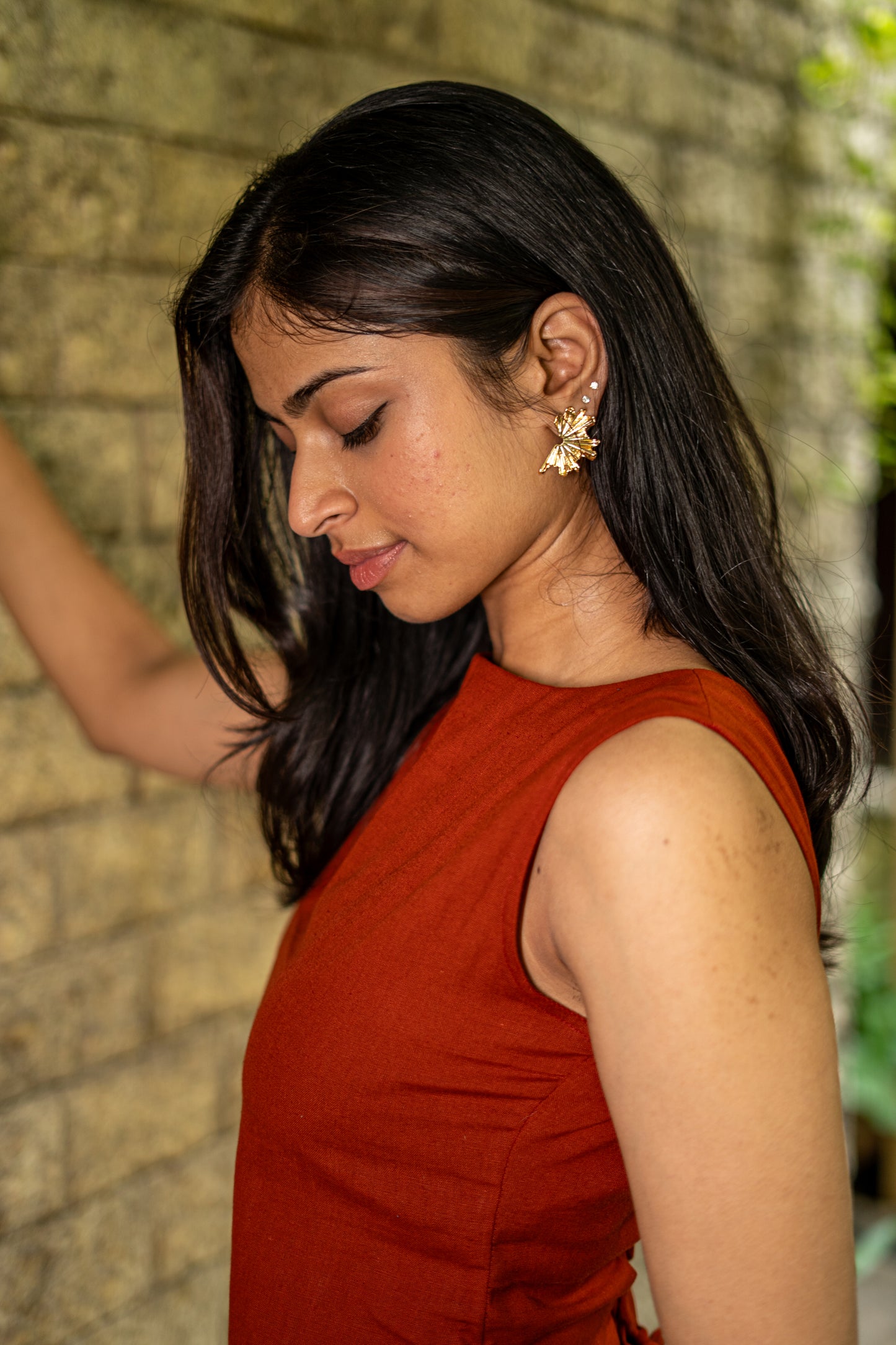 Rust Lace-up Top