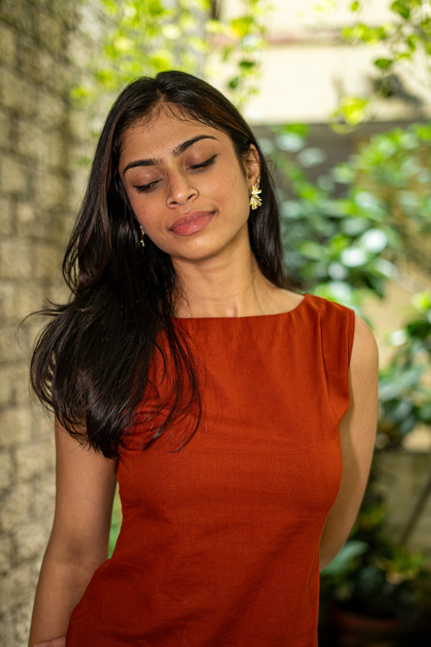 Rust Lace-up Top