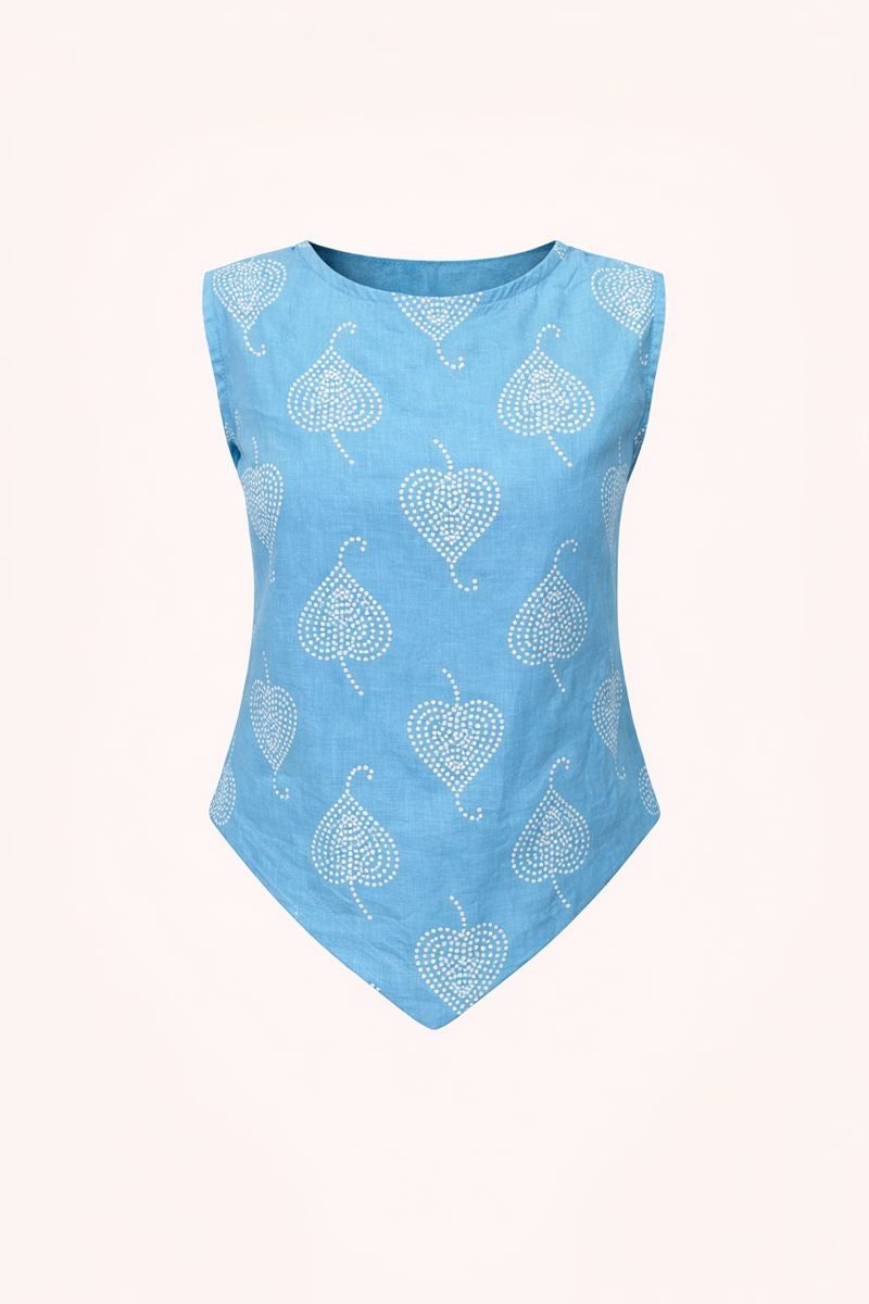 Light Blue Peepal V Snatched Top
