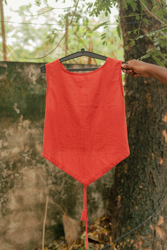 Orange V Snatched Top