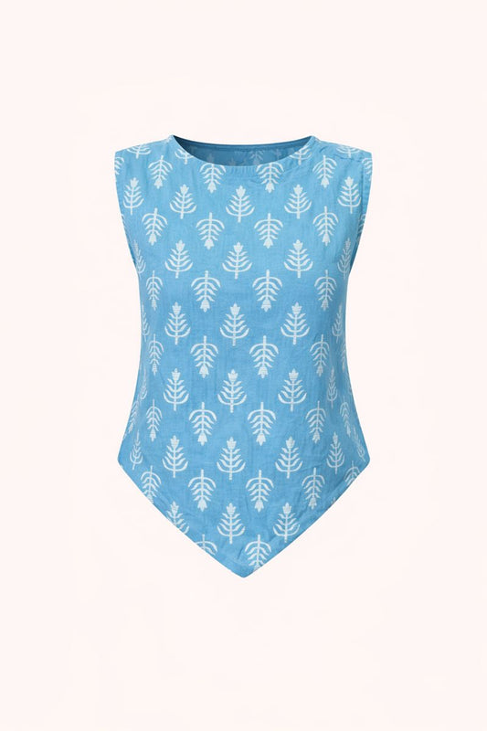 Light Blue Pine V Snatched Top
