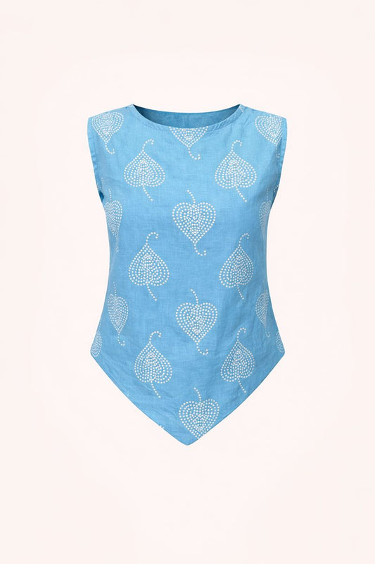 Light Blue Peepal V Snatched Top